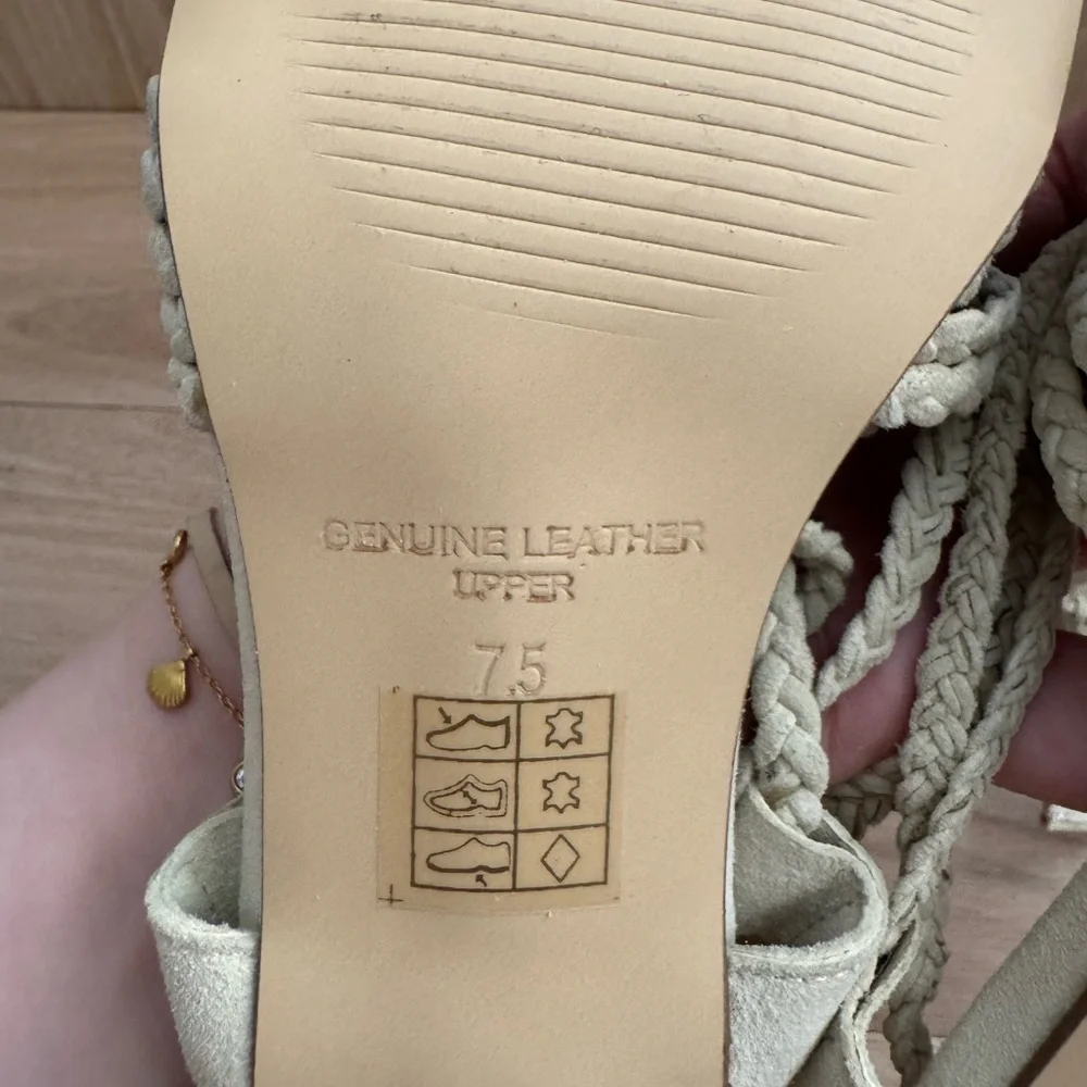 Journee Collection Cream Railee Braided Block Heel Sandals